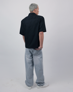 Short Sleeve Linen Shirt Boxy Fit - Onyx Black