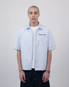 Short Sleeve Linen Shirt Boxy Fit - Sky Blue