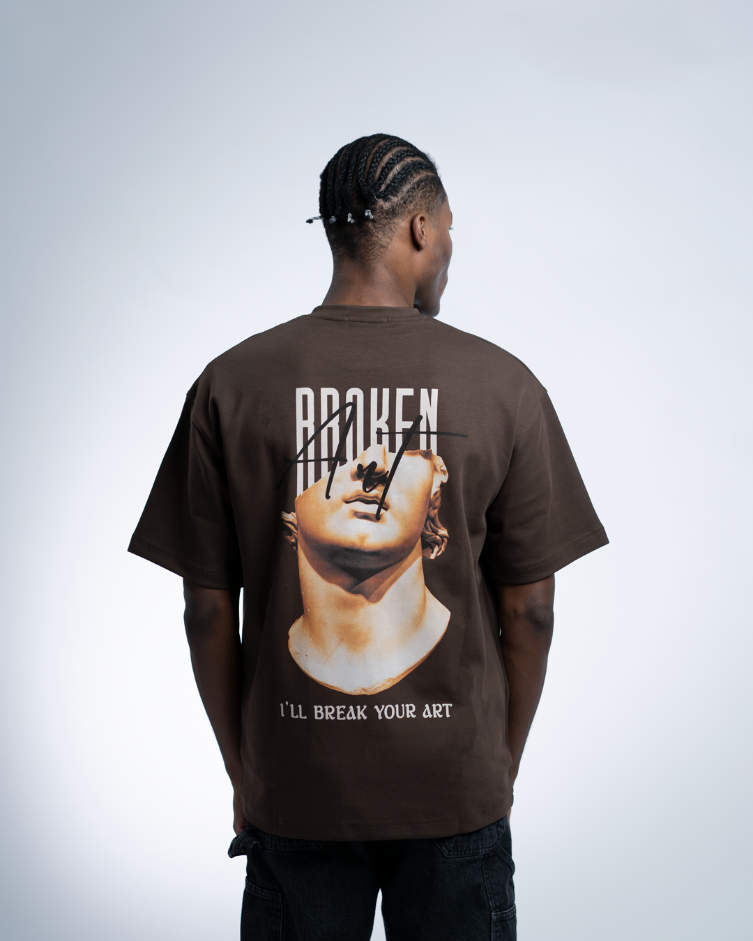 Broken Art OVERSIZED TEE - Brown
