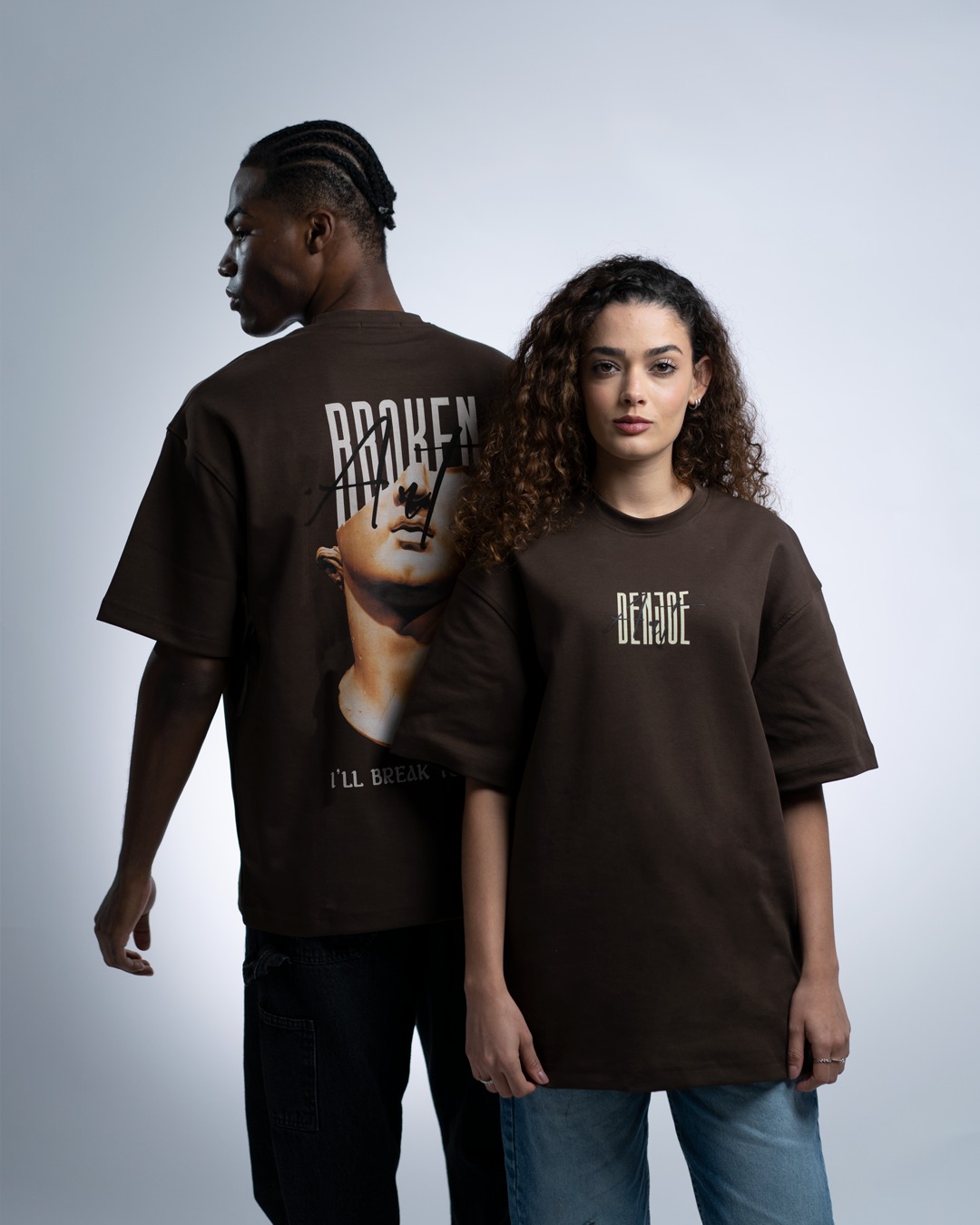 Broken Art OVERSIZED TEE - Brown