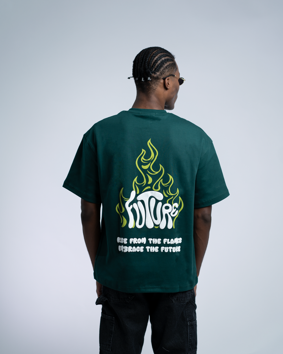 Future Flames OVERSIZED TEE - Dark Green