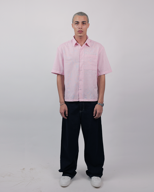 Short Sleeve Linen Shirt Boxy Fit - Dusty Rose