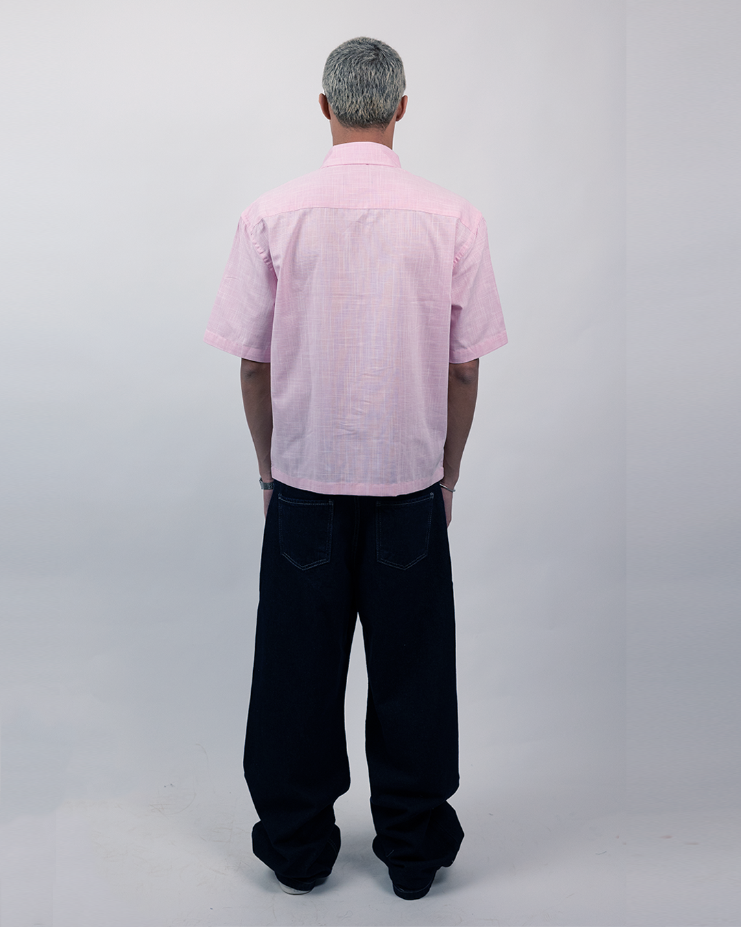Short Sleeve Linen Shirt Boxy Fit - Dusty Rose