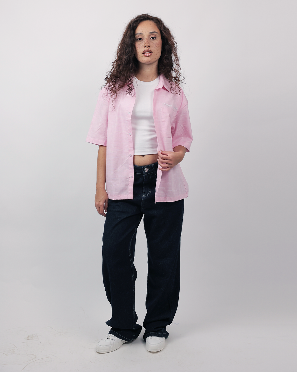 Short Sleeve Linen Shirt Boxy Fit - Dusty Rose