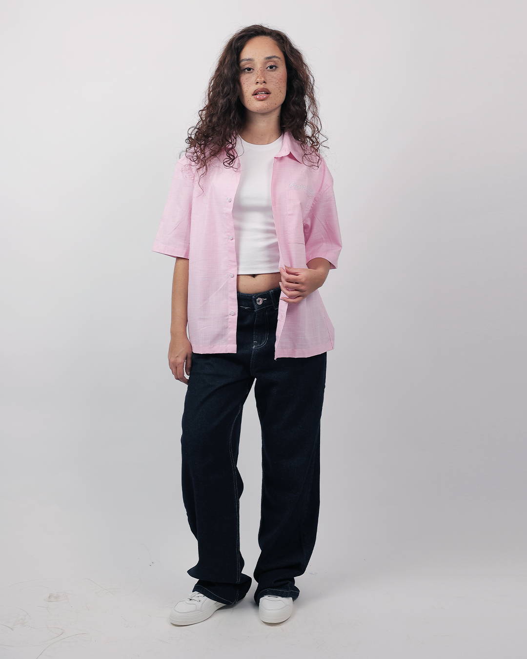 Short Sleeve Linen Shirt Boxy Fit - Dusty Rose