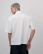 Short Sleeve Linen Shirt Boxy Fit - Cloud White